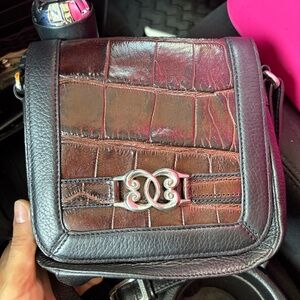 Vintage Black & Brown Leather Crossbody Bag